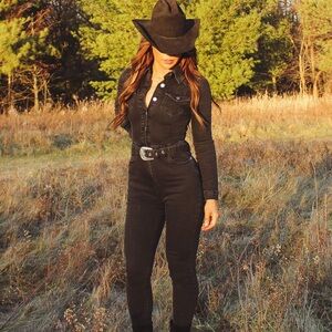 Black Denim jumpsuit western